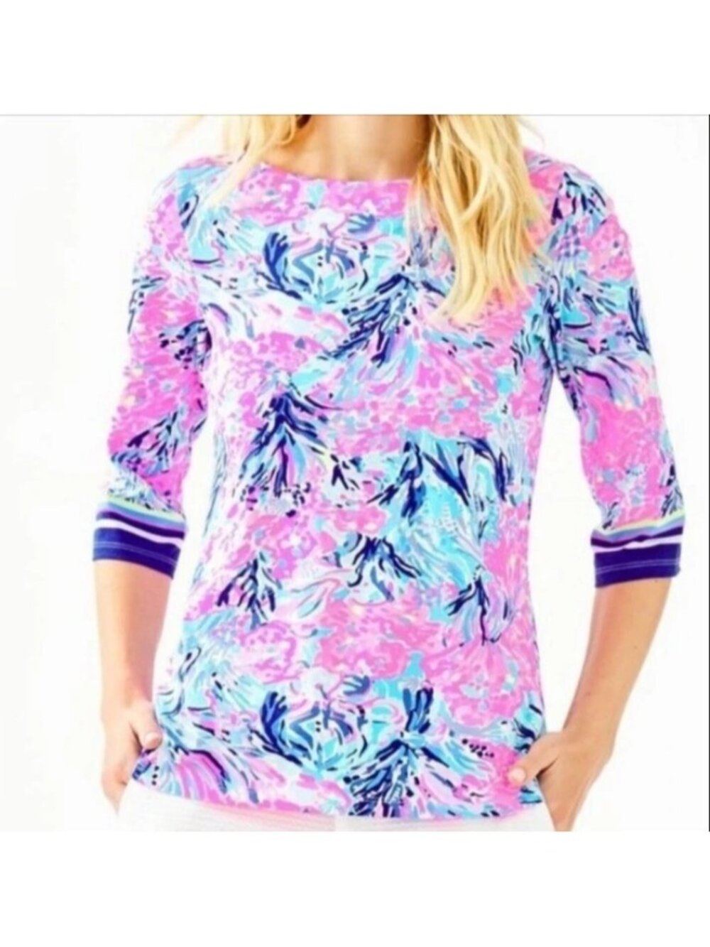 Lilly Pulitzer Xs Waverly Top Shirt Fan Sea Pants Periwinkle Purple